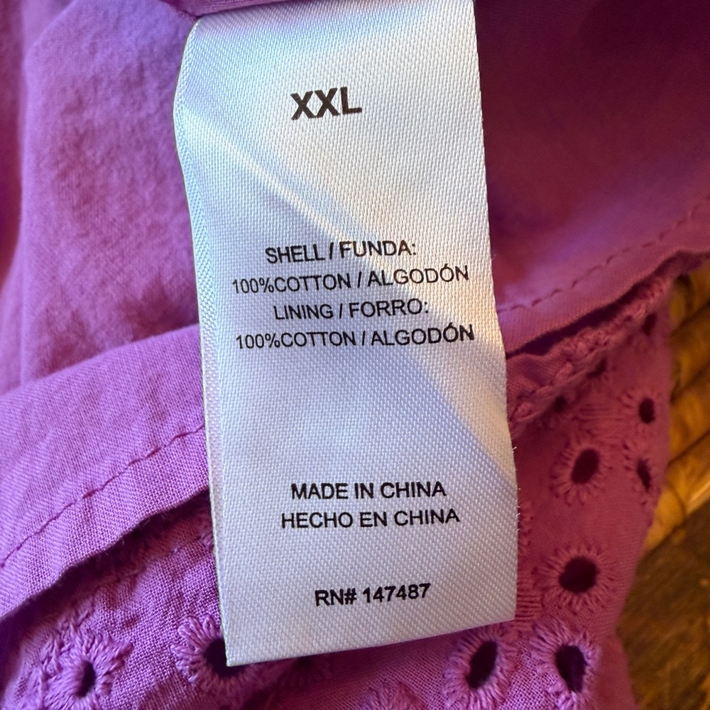 Draper James Purple Eyelet V-Neck Blouse - Picture 13 of 14